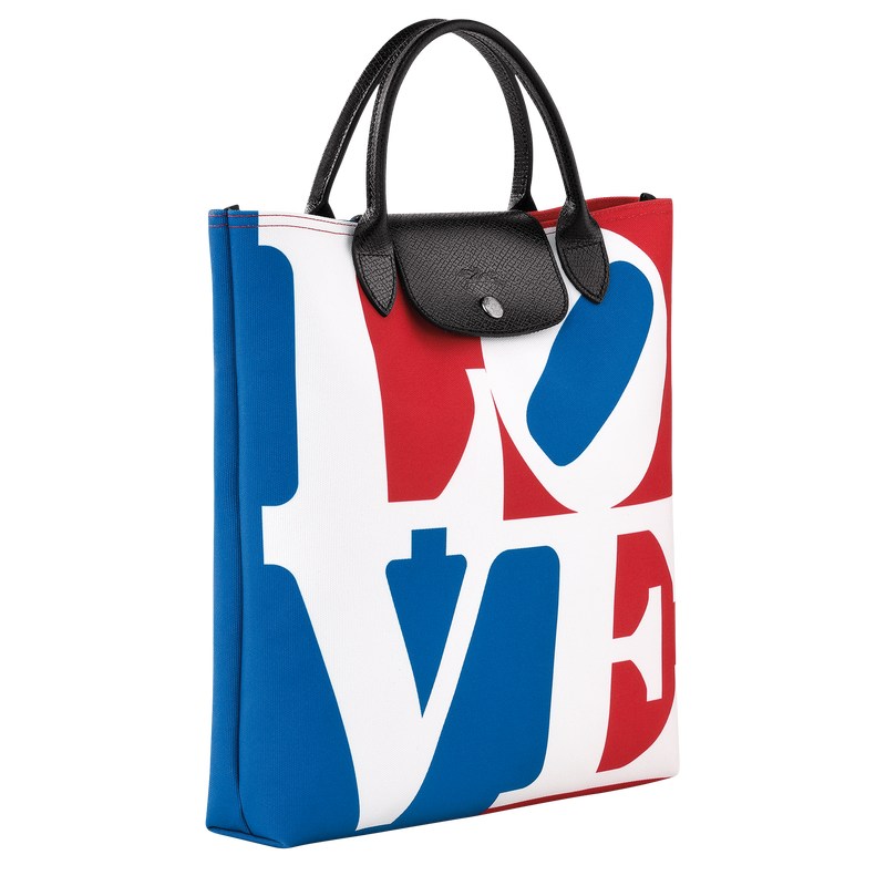 Longchamp Longchamp x Robert Indiana L Handbag - Canvas Handbags White | HY33-E7YV