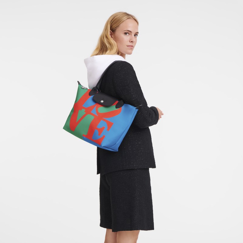 Longchamp Longchamp x Robert Indiana M Tote bag - Canvas Shoulder bags Red/Navy | OX01-F3CW