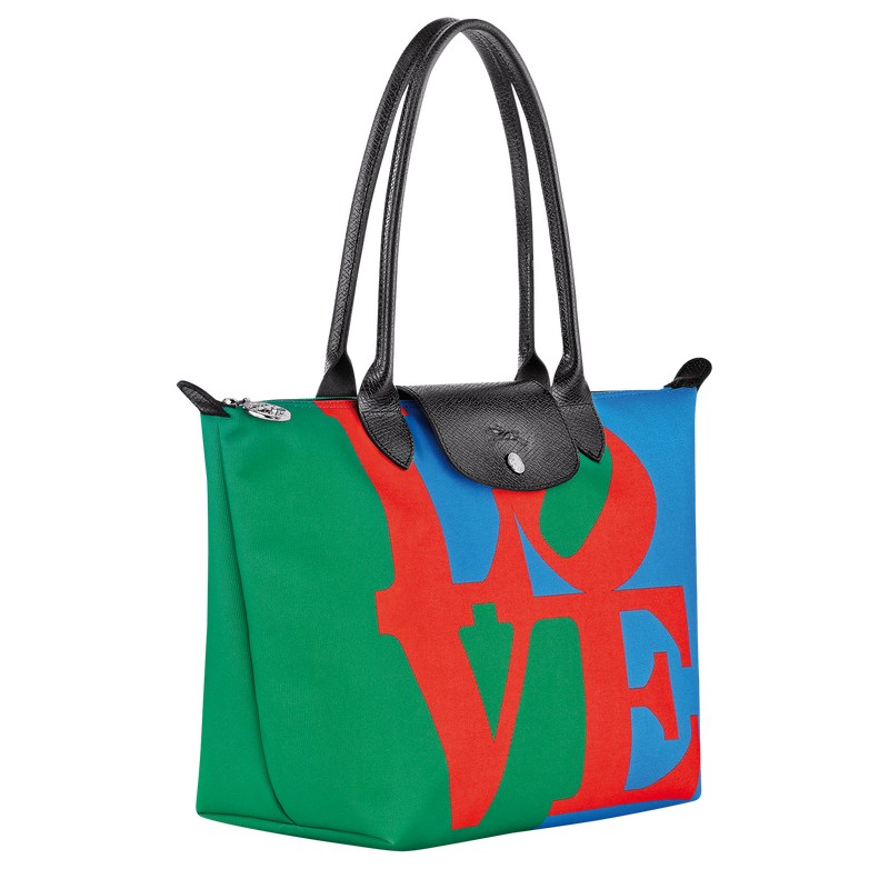 Longchamp Longchamp x Robert Indiana M Tote bag - Canvas Shoulder bags Red/Navy | OX01-F3CW