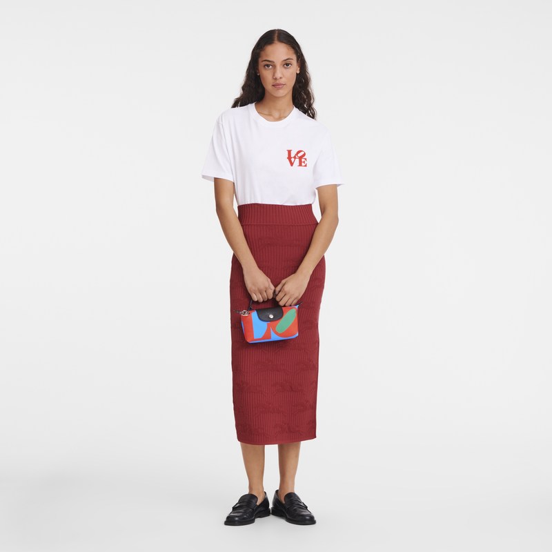 Longchamp Longchamp x Robert Indiana Pouch - Canvas Pouches & Cases Red/Navy | MQ11-U5OZ