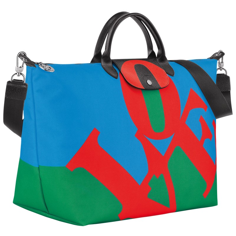 Longchamp Longchamp x Robert Indiana Travel bag - Canvas Travel bags Red/Navy | RS77-H1OG