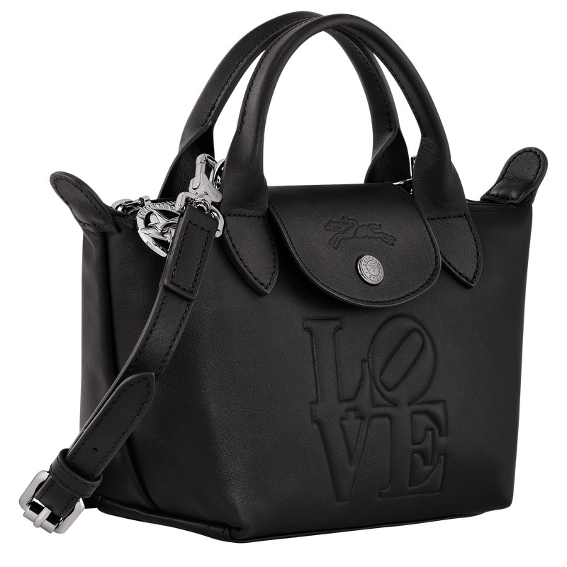 Longchamp Longchamp x Robert Indiana XS Handbag - Leather Handbags Black | JK96-O2EH