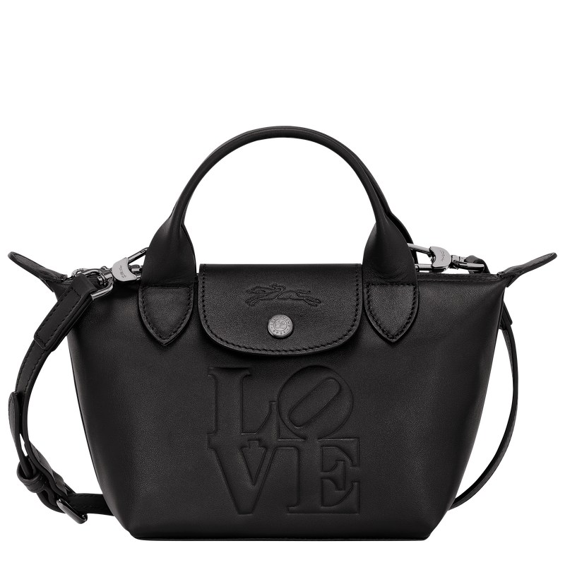 Longchamp Longchamp x Robert Indiana XS Handbag - Leather Handbags Black | JK96-O2EH