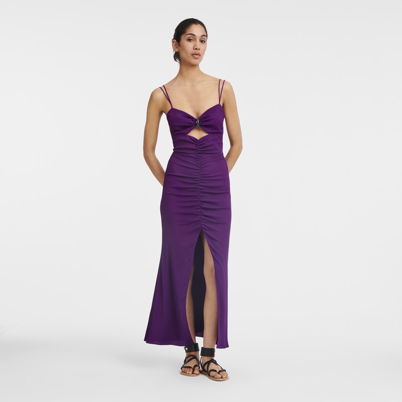 Longchamp Midi dress - Crepe Dresses & Skirts Violet | RS61-J5HJ