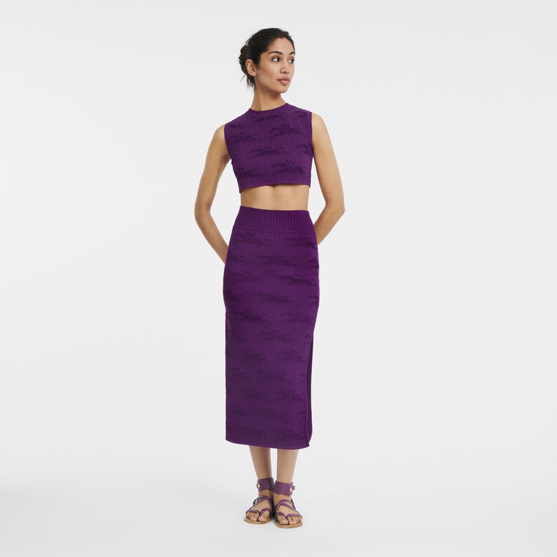 Longchamp Midi skirt - Knit Dresses & Skirts Violet | KB26-Y7YK