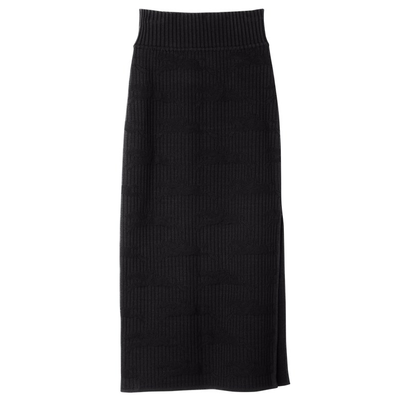 Longchamp Midi skirt - Knit Dresses & Skirts Black | QH52-L3QG