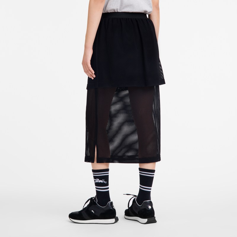 Longchamp Midi skirt - Mesh Dresses & Skirts Black | DQ39-U1JP