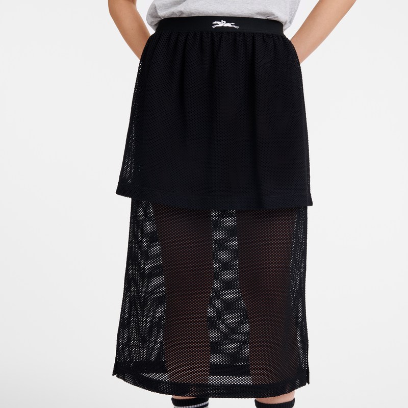 Longchamp Midi skirt - Mesh Dresses & Skirts Black | DQ39-U1JP