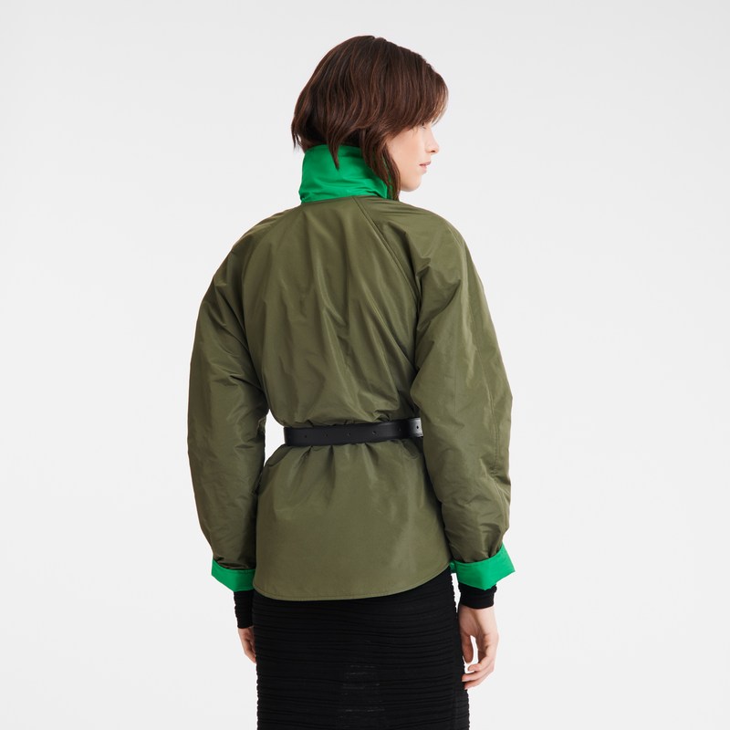 Longchamp Padded blouson - Technical taffeta Coats & Jackets Khaki/Green | UY12-N2FH