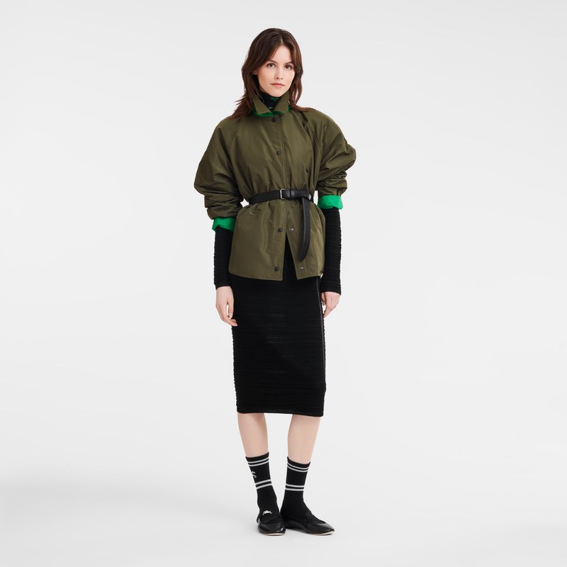 Longchamp Padded blouson - Technical taffeta Coats & Jackets Khaki/Green | UY12-N2FH