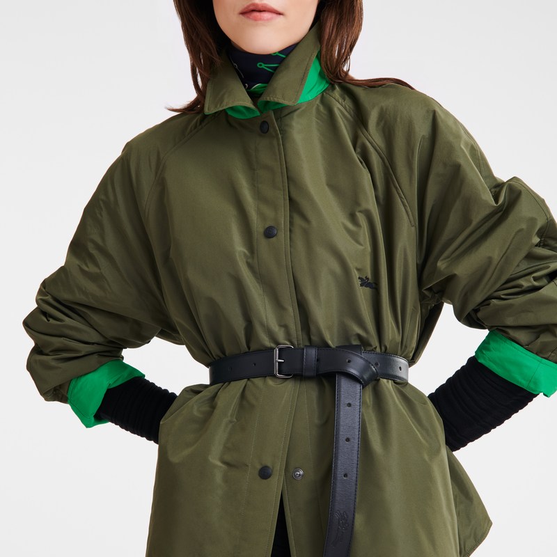 Longchamp Padded blouson - Technical taffeta Coats & Jackets Khaki/Green | UY12-N2FH