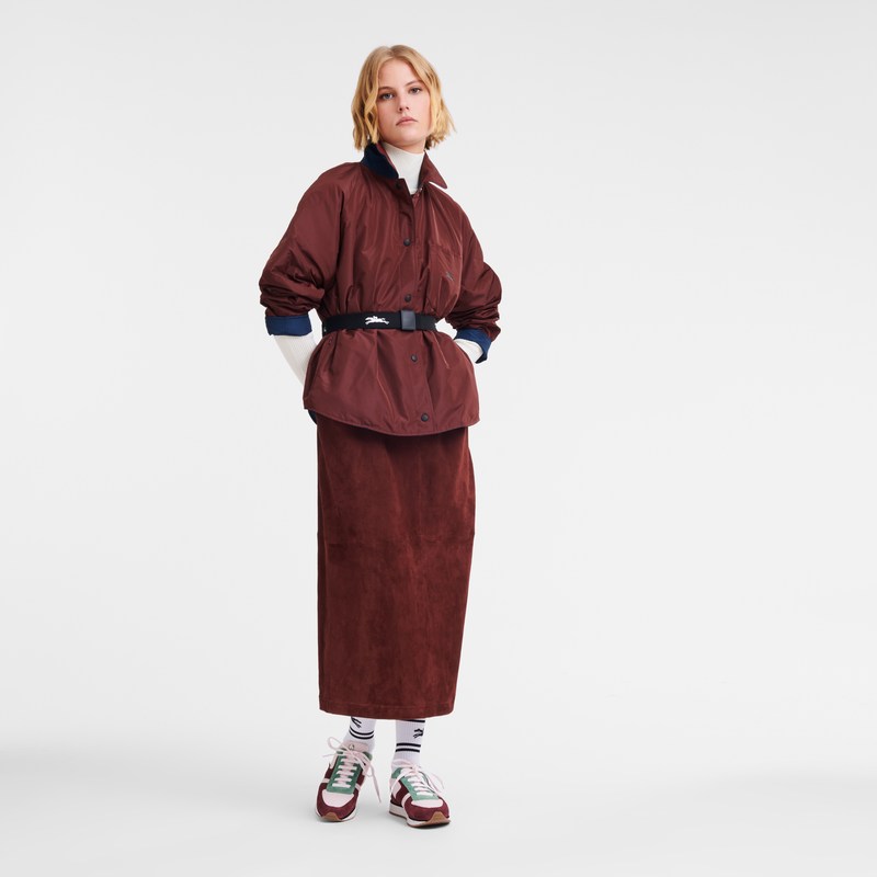 Longchamp Padded blouson - Technical taffeta Coats & Jackets Navy/Burgundy | GG89-R3QT