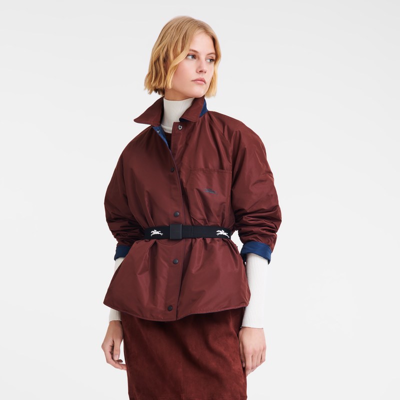 Longchamp Padded blouson - Technical taffeta Coats & Jackets Navy/Burgundy | GG89-R3QT