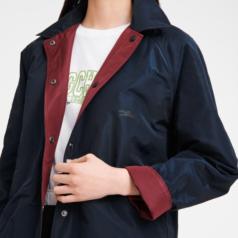 Longchamp Padded blouson - Technical taffeta Coats & Jackets Navy/Burgundy | GG89-R3QT