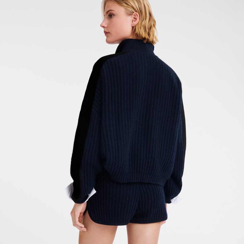 Longchamp Polo collar jumper - Knit Tops & Blouses Navy | BL66-H9RC