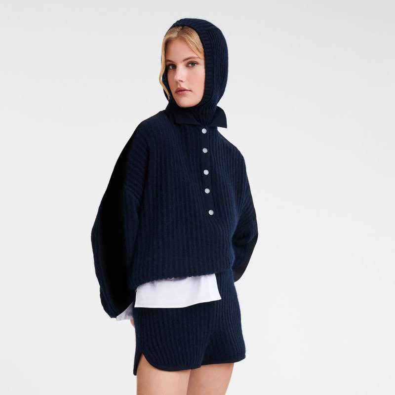 Longchamp Polo collar jumper - Knit Tops & Blouses Navy | BL66-H9RC