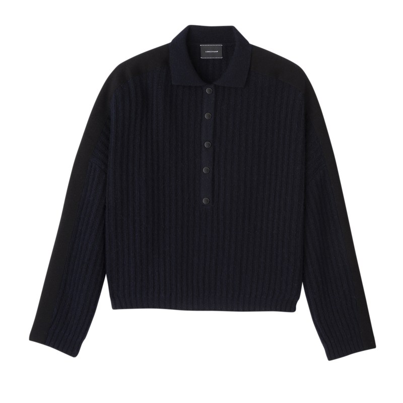 Longchamp Polo collar jumper - Knit Tops & Blouses Navy | BL66-H9RC