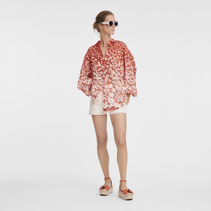 Longchamp Shirt - Voile Tops & Blouses Strawberry | ZV90-G2JP