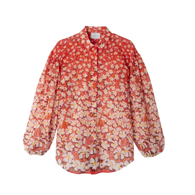 Longchamp Shirt - Voile Tops & Blouses Strawberry | ZV90-G2JP