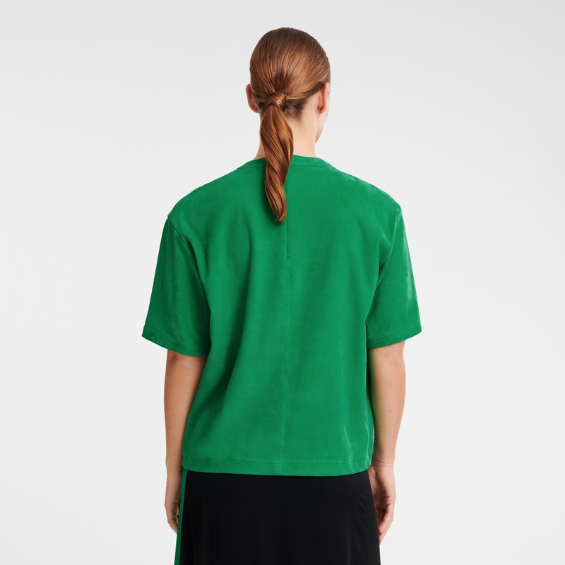 Longchamp Short leather top - Leather Tops & Blouses Green | SQ01-V8UY