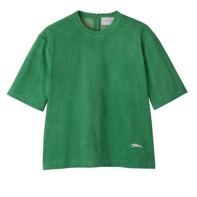 Longchamp Short leather top - Leather Tops & Blouses Green | SQ01-V8UY