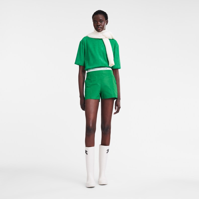 Longchamp Short pants with belt patch - Technical taffeta Trousers & shorts Green | OB92-E5GB