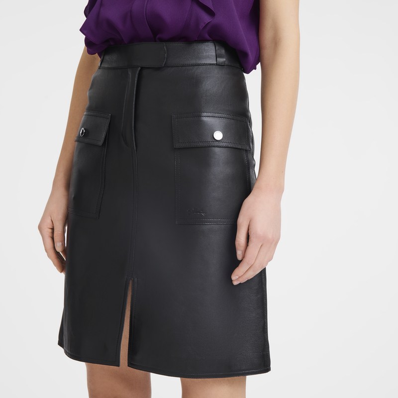 Longchamp Skirt - Lambskin Dresses & Skirts Black | WK02-P4GM