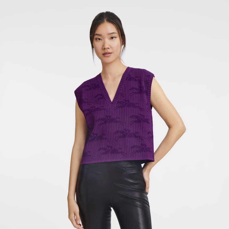 Longchamp Sleeveless sweater - Knit Tops & Blouses Violet | KY84-C6LU