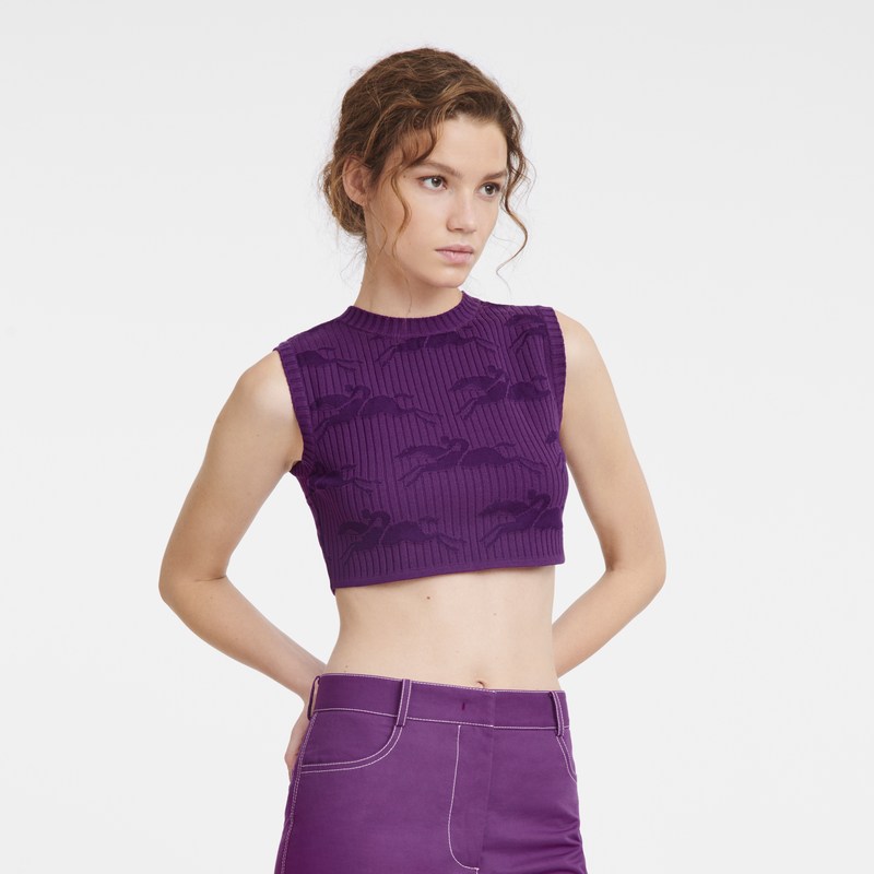 Longchamp Sleeveless top - Knit Tops & Blouses Violet | QV71-T5RH