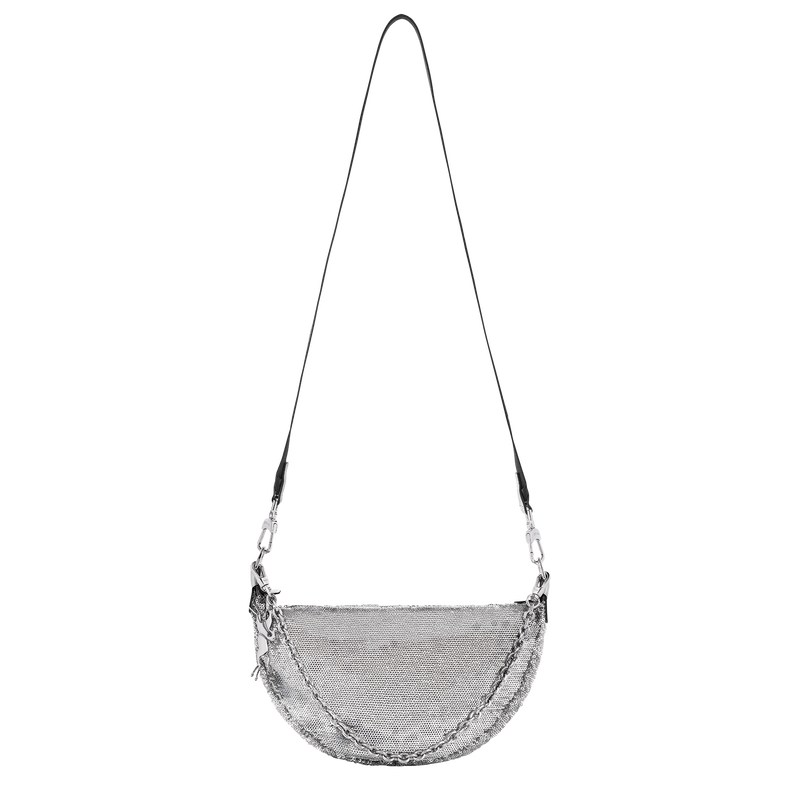 Longchamp Smile S Crossbody bag - Canvas Crossbody bags Silver | WX89-F7YP