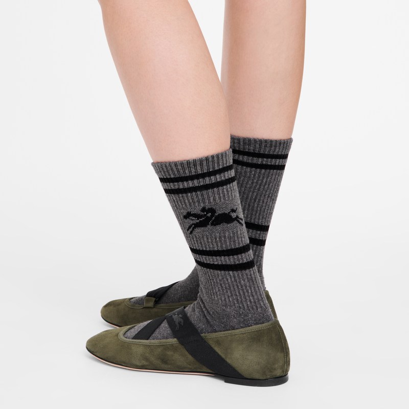 Longchamp Socks - Knit Socks Anthracite | CO22-M0CF