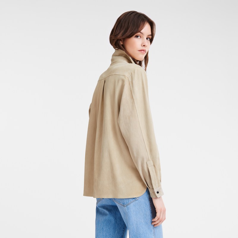 Longchamp Straight leather shirt - Leather Tops & Blouses Linen | GZ30-V3UH