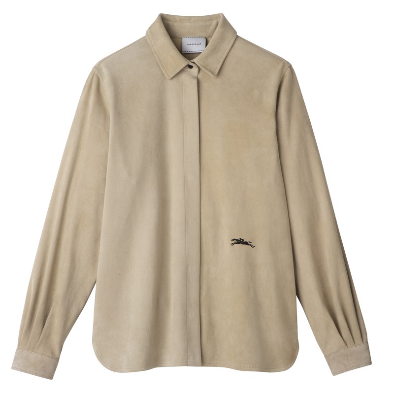 Longchamp Straight leather shirt - Leather Tops & Blouses Linen | GZ30-V3UH