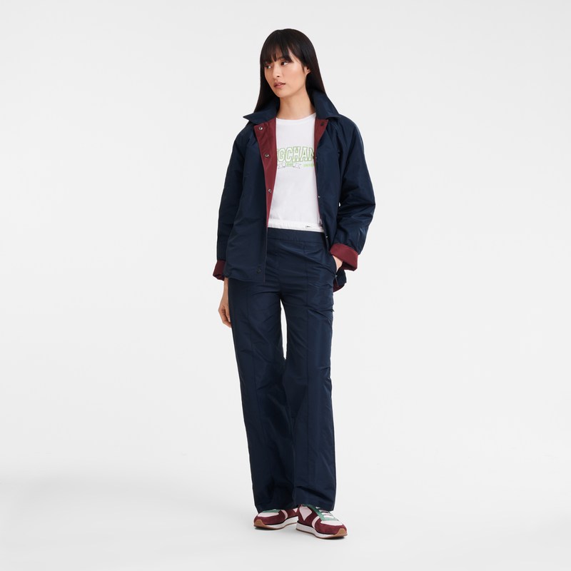 Longchamp Straight pants with patch - Technical taffeta Trousers & shorts Navy | PI40-I4RY