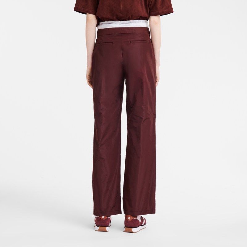 Longchamp Straight pants with patch - Technical taffeta Trousers & shorts Burgundy | DS64-N7YU