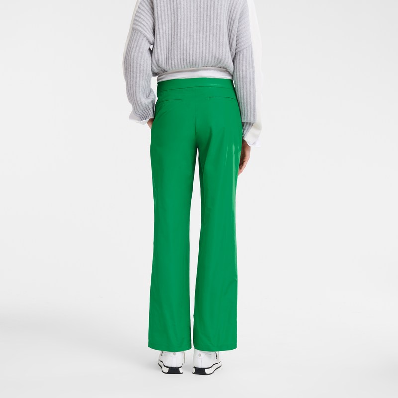 Longchamp Straight pants with patch - Technical taffeta Trousers & shorts Green | CX45-Q6PM