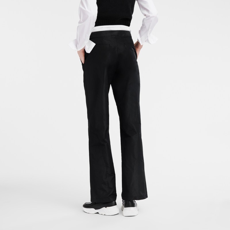 Longchamp Straight pants with patch - Technical taffeta Trousers & shorts Black | KS93-C1QT