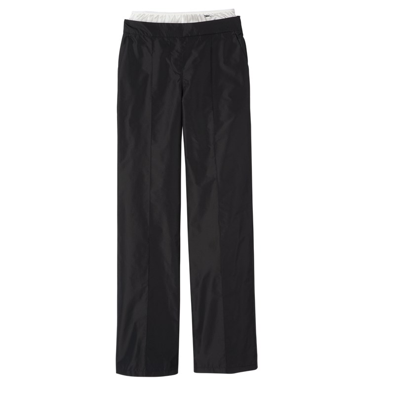 Longchamp Straight pants with patch - Technical taffeta Trousers & shorts Black | KS93-C1QT