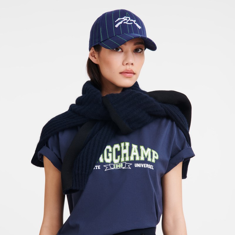 Longchamp Striped cap - OTHER Caps & hats Navy | OM84-N2QS