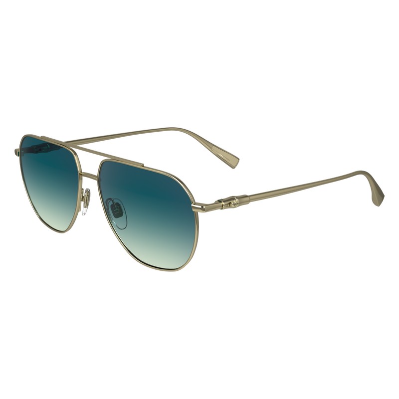 Longchamp Sunglasses - OTHER Sunglasses Gold/Petrol Blue | WT69-J6VE