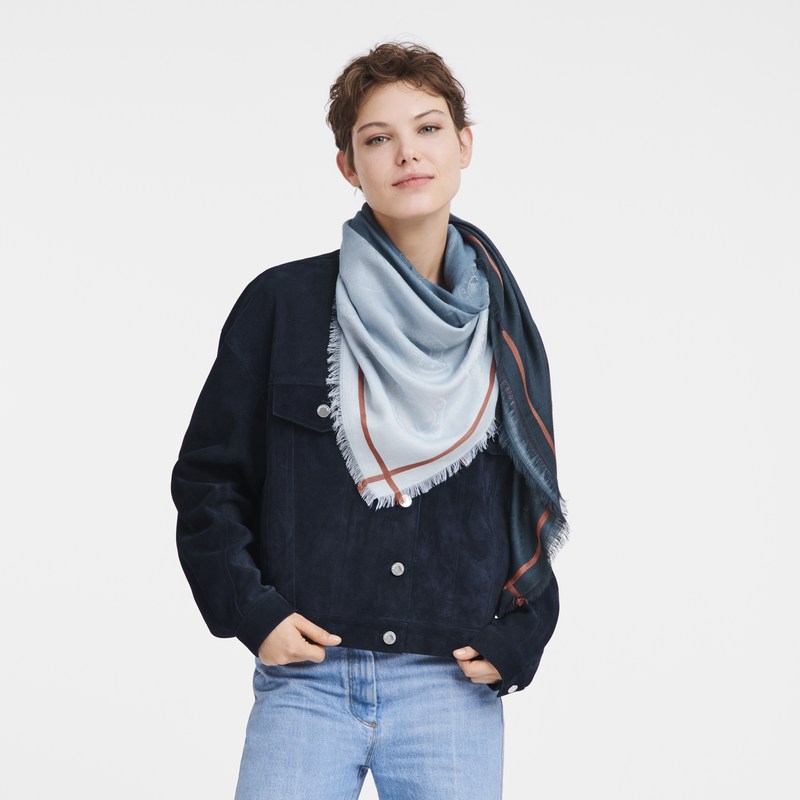 Longchamp The gradient-effect Jacquard Medal Stole - OTHER Stoles Navy | UP18-H8TZ