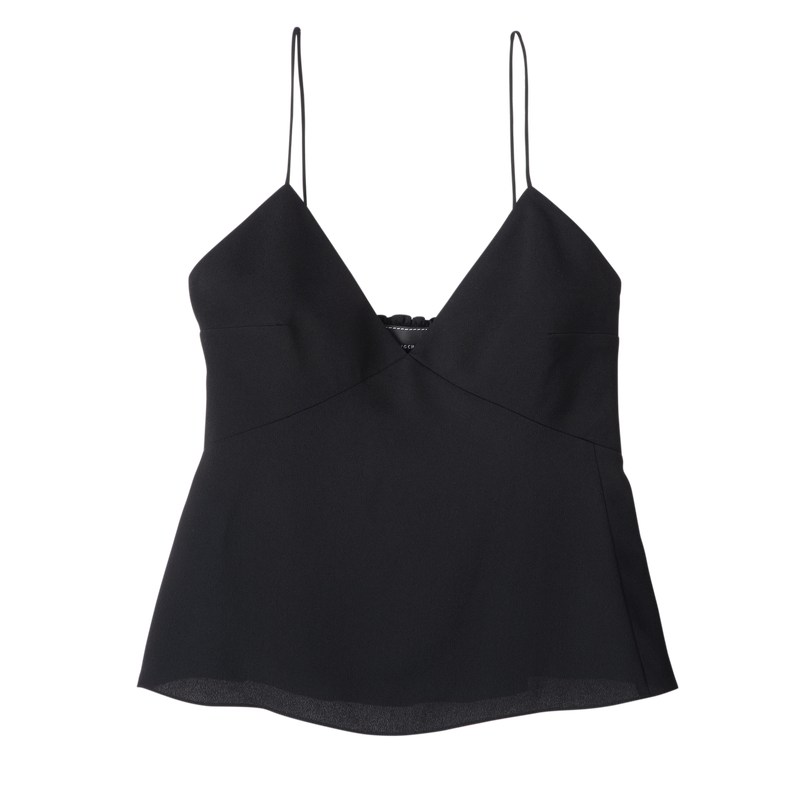 Longchamp Thin strap top - Crepe de Chine Tops & Blouses Black | DJ28-R2FB