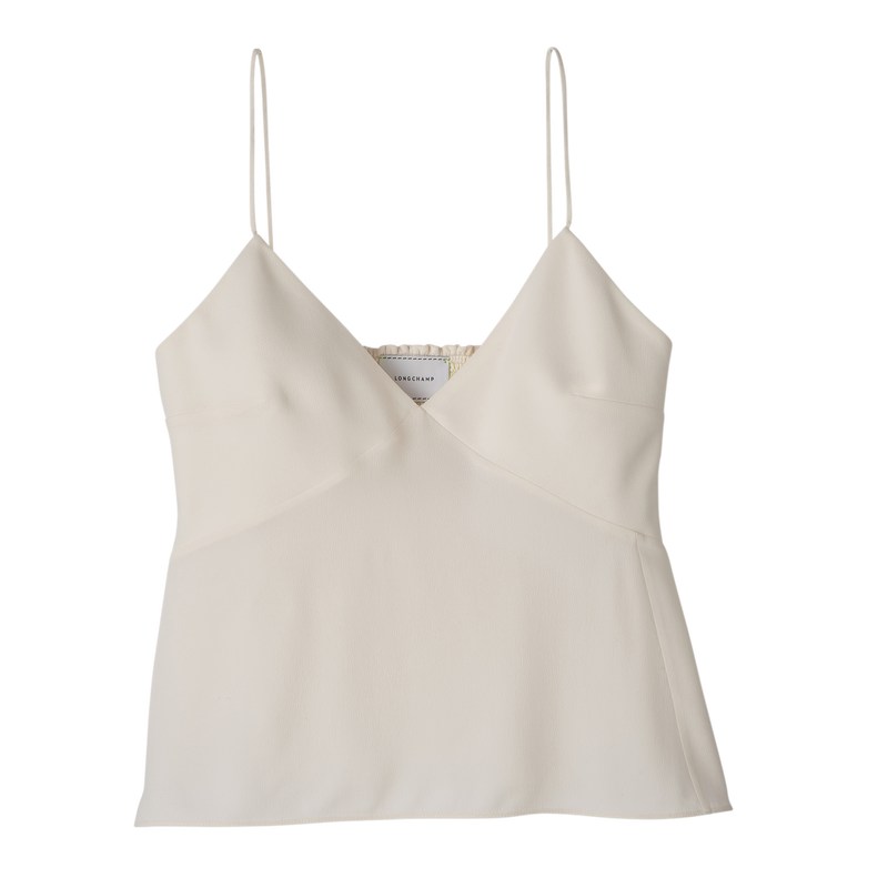 Longchamp Thin strap top - Crepe de Chine Tops & Blouses Ecru | KR10-B3AO