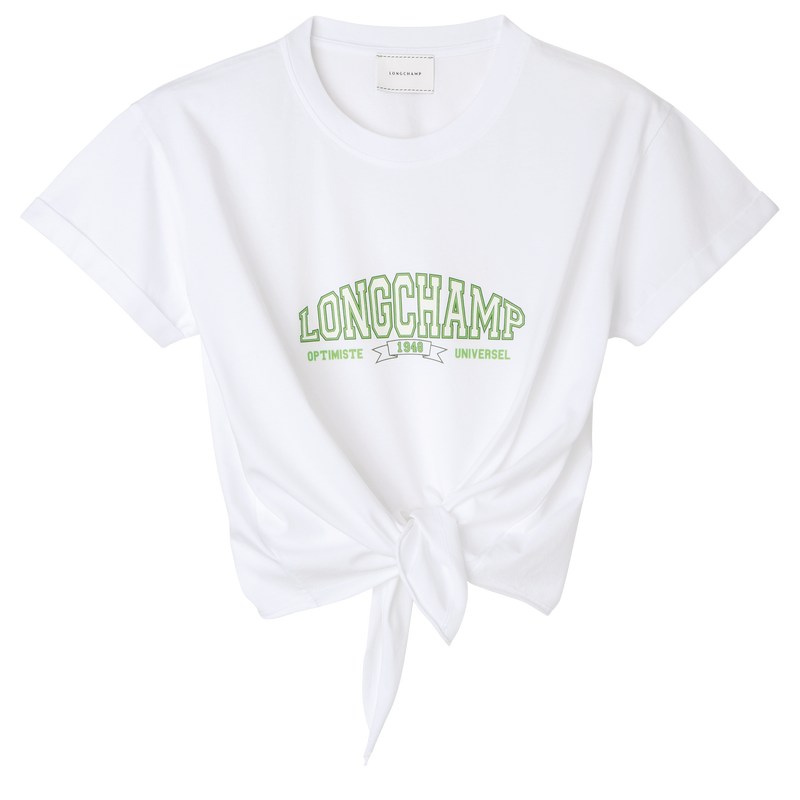 Longchamp Tied T-shirt - Jersey Tops & Blouses White | HI68-W8WJ