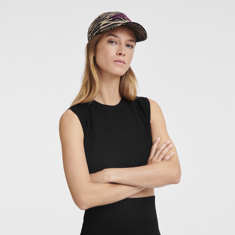 Longchamp Tiger cap - Gabardine Caps & hats Oat | AQ66-Z2HC