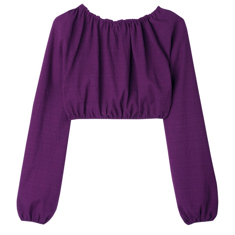 Longchamp Top - Crepe Tops & Blouses Violet | AV26-H5XY