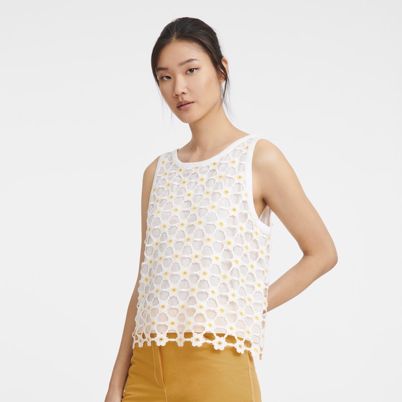 Longchamp Top - Macramé Tops & Blouses White | HI67-K7BW