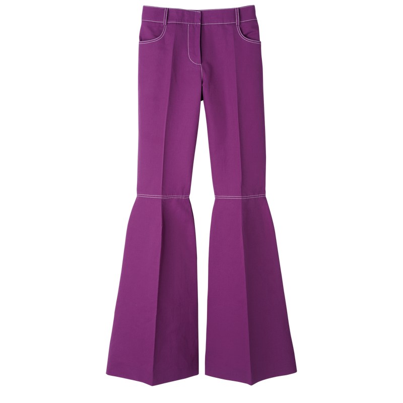 Longchamp Trousers - Gabardine Trousers & shorts Violet | OZ82-O2JZ