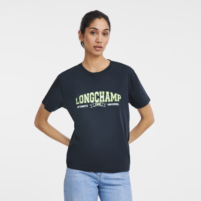 Longchamp T-shirt - Jersey Tops & Blouses Navy | VP41-H8GX