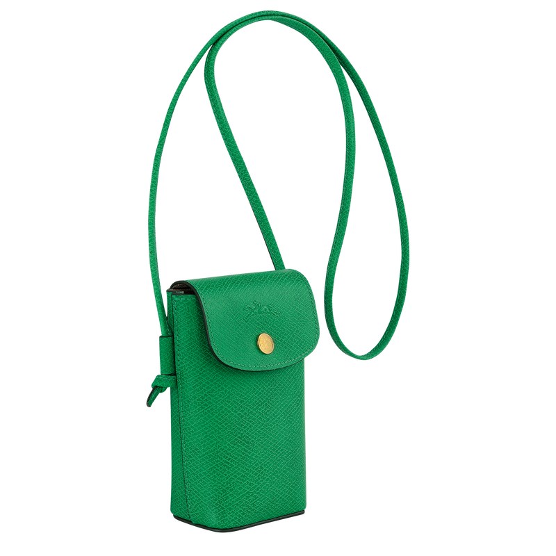 Longchamp Épure Phone case with leather lace - Leather Pouches & Cases Green | PZ66-B5DX